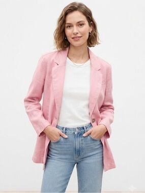 GAP Pink Linen Cotton Blazer Jacket women’s large